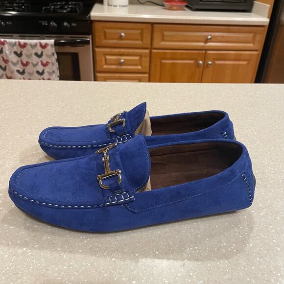 David Stone Slip On Loafers Comfy Blue Men's Drivers Shoes Size 8 - Picture 4 of 10